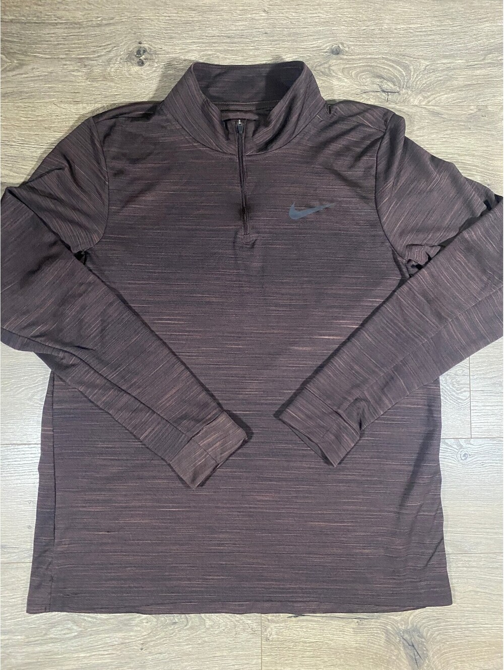 Nike Dri-FIT Mens L Brown Heather Quarter Zip Pullover Running Athletic